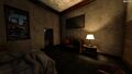A leather couch in a motel POI.